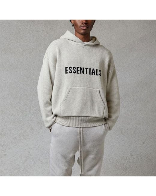 Fear Of God White Fw20 Knit Logo Hoodie 'Oatmeal' for men