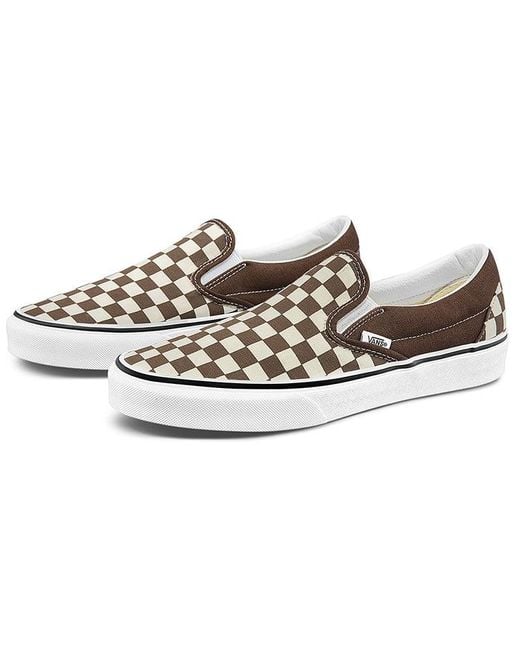 Vans Brown Classic Slip-On 'Checkerboard for men