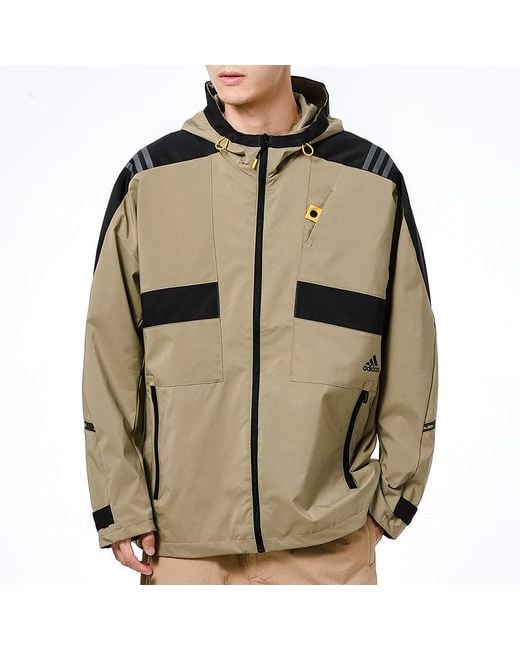 Adidas Green Athleisure Casual Sports Hooded Training Knit Jacket for men