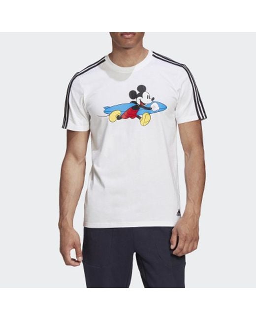 Adidas White Originals X Disney 3-Stripe Tshirt 'Mickey Mouse' for men