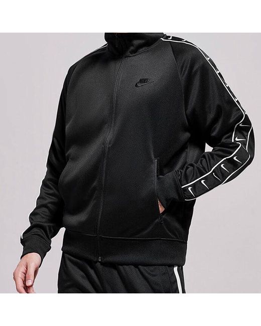 Nike Black Logo Stand Collar Sports Jacket for men