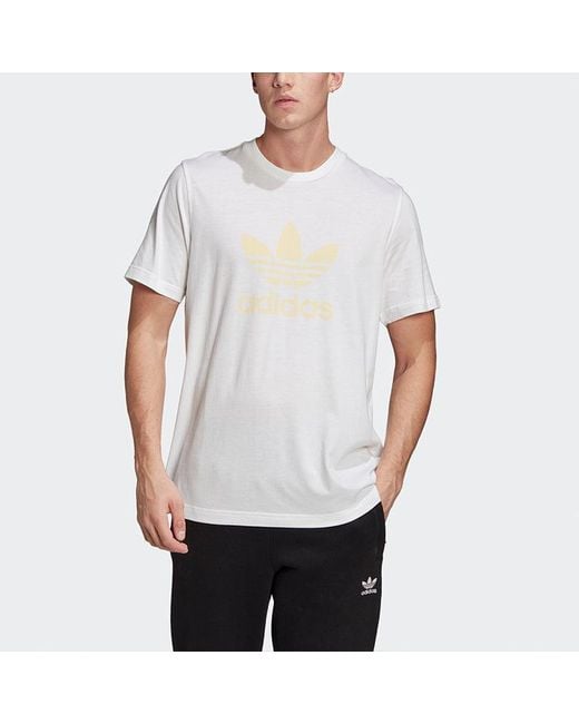 Adidas White Originals Chest Logo Sports Round Neck Short Sleeve for men