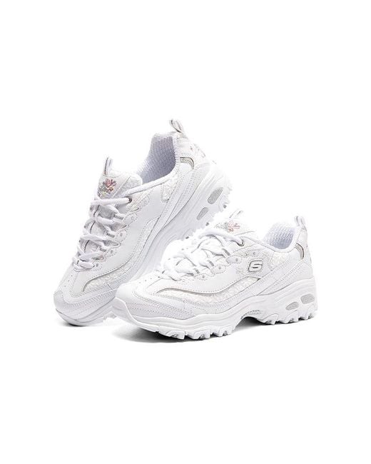 Skechers White (Wmns) D'Lites 1.0 Running Shoes