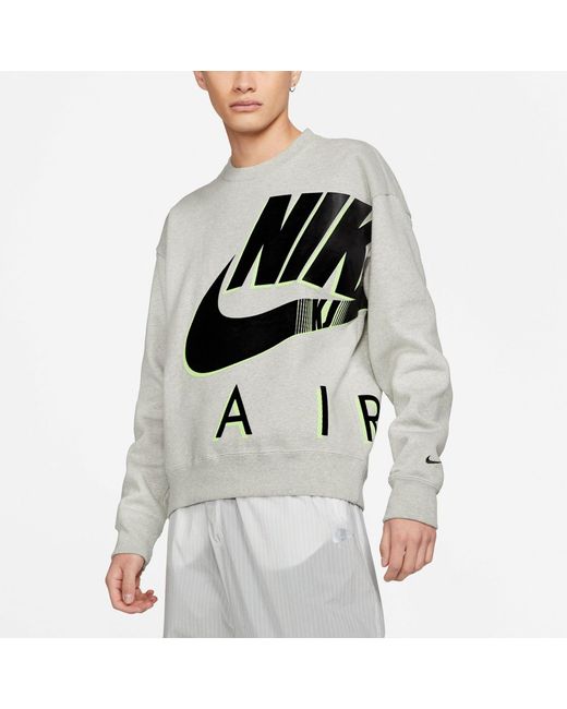 Nike Gray Air X Kim Jones Logo Print Velvet Crew Neck Sweater