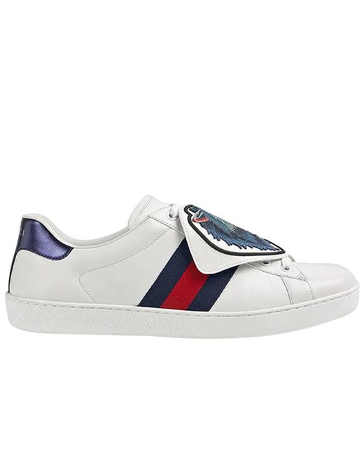 Gucci Blue Ace Sneakers With Removable Wolf Patches for men