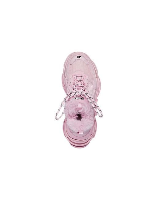 Balenciaga Pink (Wmns) Triple S Sneaker Fake Fur
