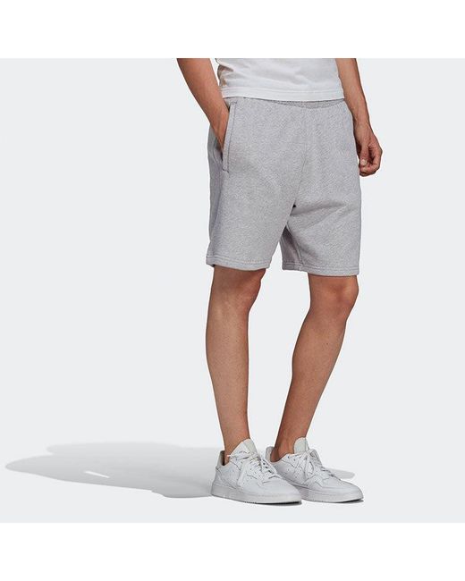 Adidas Gray Originals Essential Short Embroidered Logo Casual Sports Shorts for men