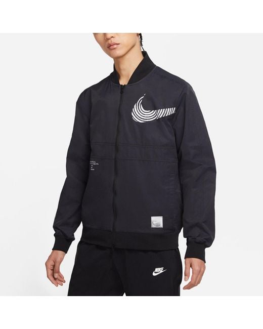 Nike Blue Sportswear Alphabet Logo Printing Athleisure Casual Sports Woven Jacket Autumn for men