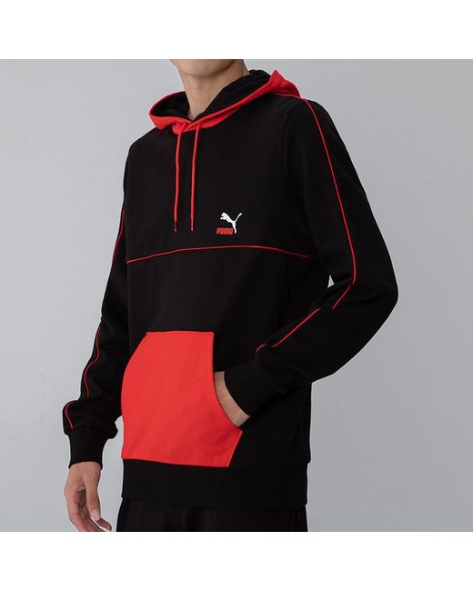 PUMA Red Clsx Colblock Hoodie for men