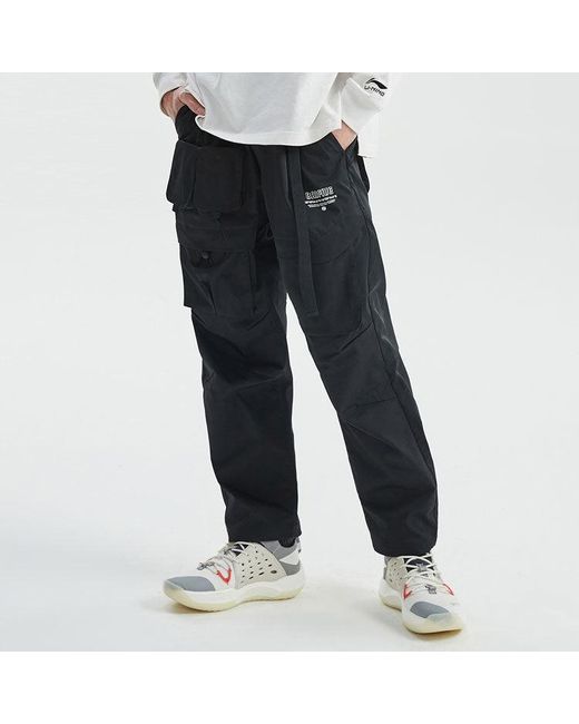 Li-ning Gray Badfive Loose Cargo Pants for men
