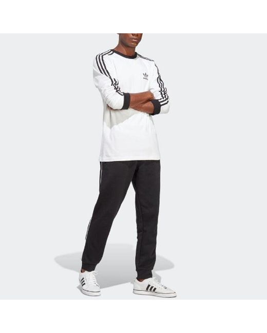 Adidas Originals White 3-stripes Long Sleeve Tee for men