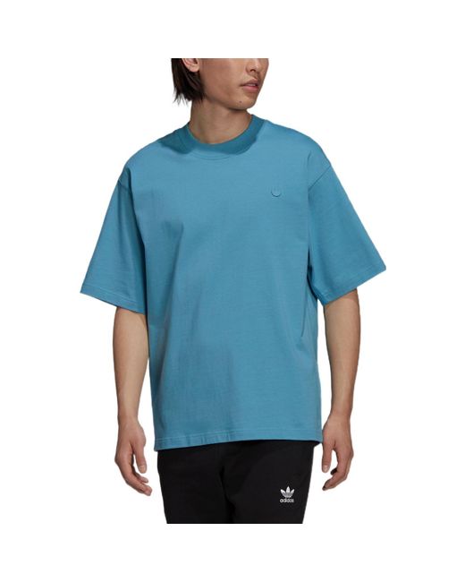 Adidas Blue Originals Solid Color Athleisure Casual Sports Round Neck Short Sleeve Couple Style Light for men