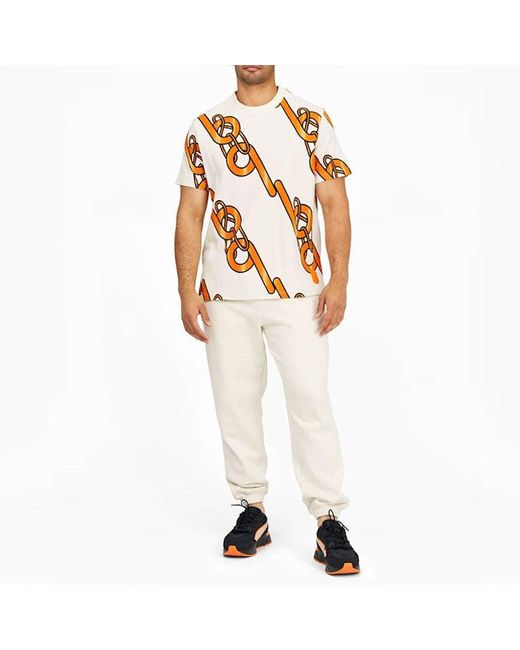 PUMA Orange X Pronounce Graphic Tee Crossover Chain Printing Athleisure Casual Sports Short Sleeve