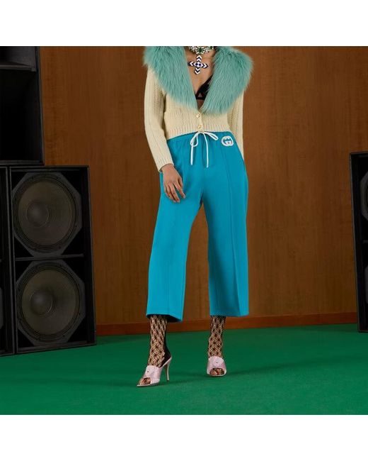Gucci Blue (Wmns) Neoprene Pants With Interlocking G 'Light'