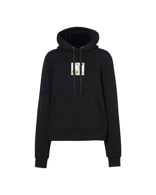 Burberry Black (Wmns) Deer Print Cotton Oversized Hoodie