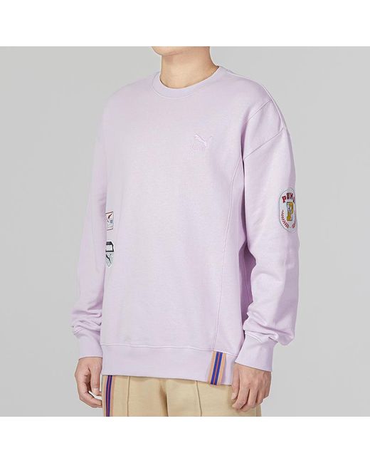 PUMA Purple Team Badge Crew Sweater for men