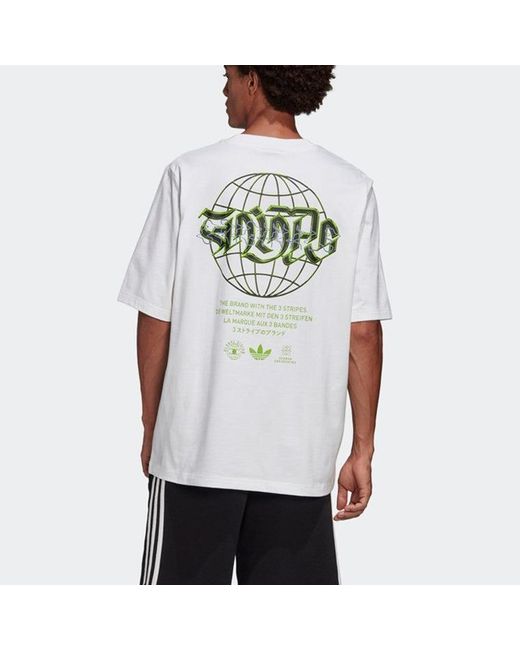 Adidas White Originals Graphic Tee 3 Graffiti Printing Round Neck for men