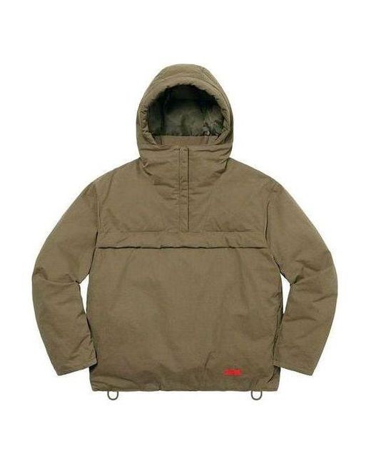Supreme Green Hooded Down Pullover for men