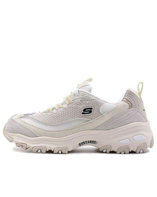 Skechers White (Wmns) D'Lites Low-Top Running Shoes