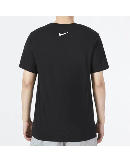 Nike Black Printing Large Logo Casual Round Neck Short Sleeve T-Shirt for men