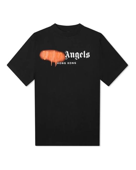 Palm Angels Black Ss21 Hong Kong Sprayed Logo T-Shirt for men