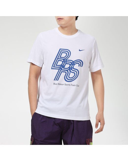 Nike Blue Mnkdrytee Brs Training Soccer/Football Sports Short Sleeve for men