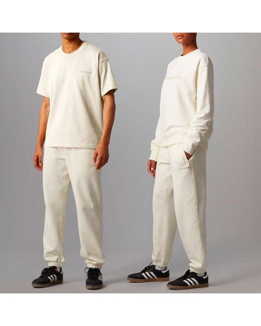Adidas White Originals X Pharrell Williams Crossover Solid Color Lacing Bundle Feet Sports Pants for men