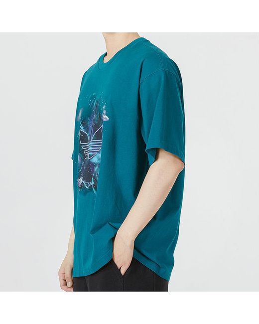 Adidas Blue Originals Y2K Tee 4 Element Large Logo Printing Athleisure Casual Sports Short Sleeve Couple Style for men