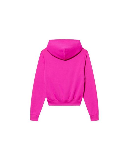 Balenciaga Pink Fw21 Micro Mark Logo Drawstring Long Sleeves Hoodie