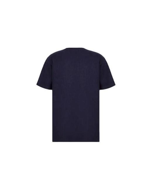 Dior Blue Ss22 Embroidered Plain Weave Knit Short Sleeve T-Shirt for men