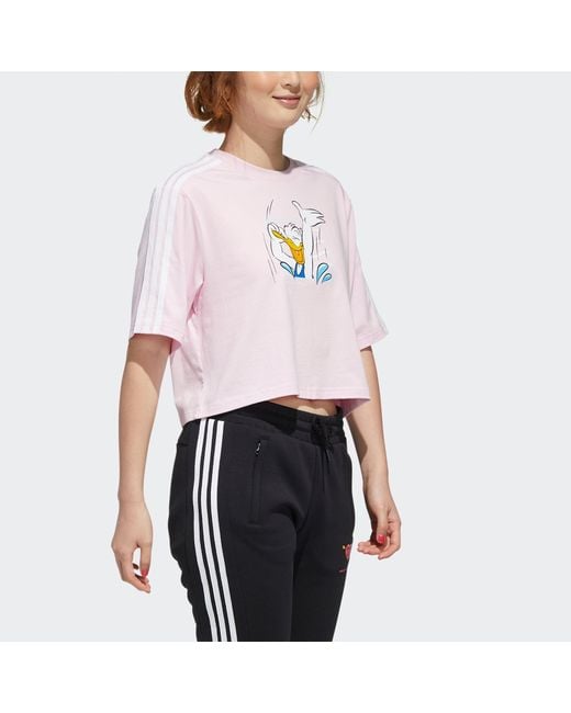 Adidas Pink (Wmns) Neo X Disney Crossover Donald Duck Pattern Sports Short Sleeve
