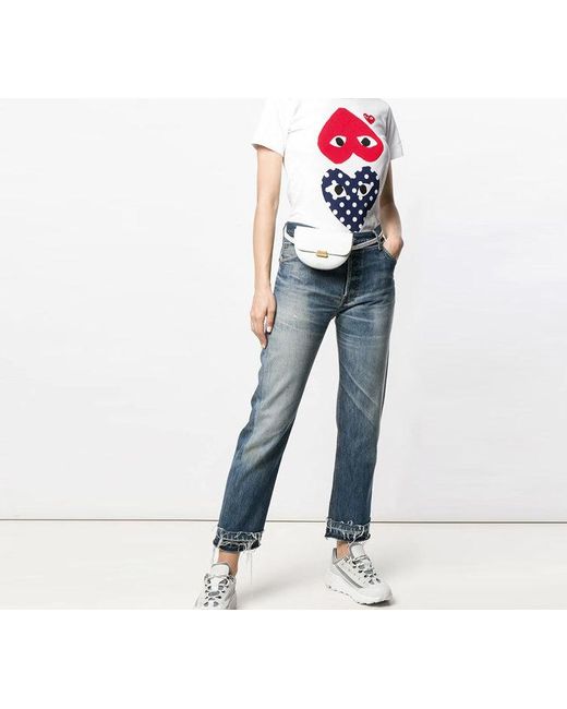 COMME DES GARÇONS PLAY White (Wmns) Polka Dot Upside Down Tee