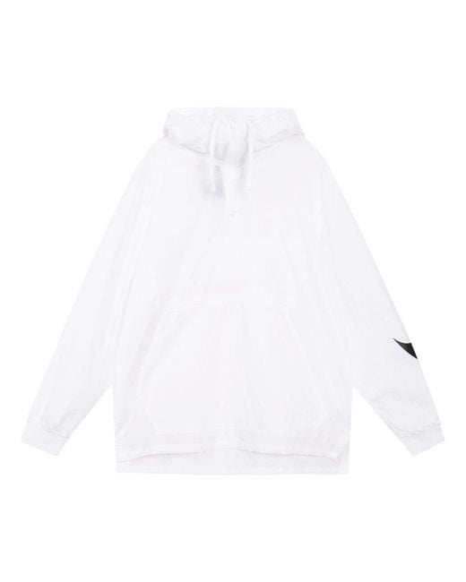 Nike White Big Swoosh Large Logo Half Zipper Hooded Interchange Jacket for men