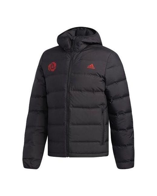 Adidas Blue Casual Printing Hooded Stay Warm Windproof Sports Down Jacket for men