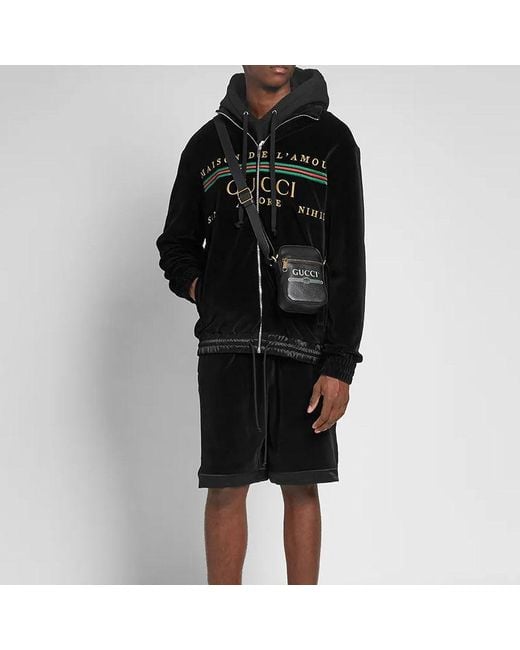 Gucci Black Chenille Embroidered Zip Up Jacket for men