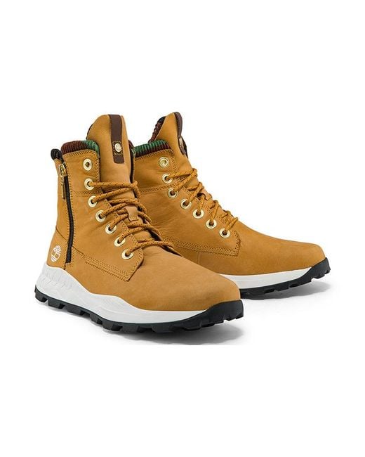 Timberland Brown Brooklyn Side Zip Sneaker Wide Fit Boot 'Wheat Nubuck With Camouflage' for men