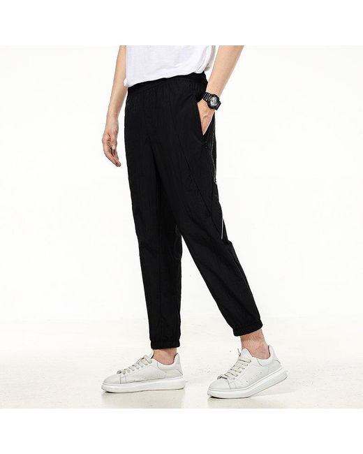 Adidas Black Athleisure Casual Sports Breathable Running Long Pants for men