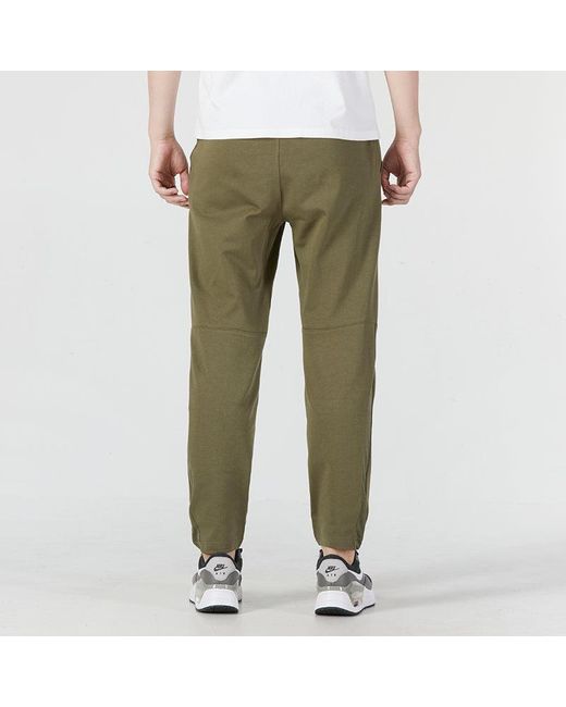 Nike Green Solid Color Logo Training Fleece Bundle Feet Sports Pants/Trousers/Joggers Military for men