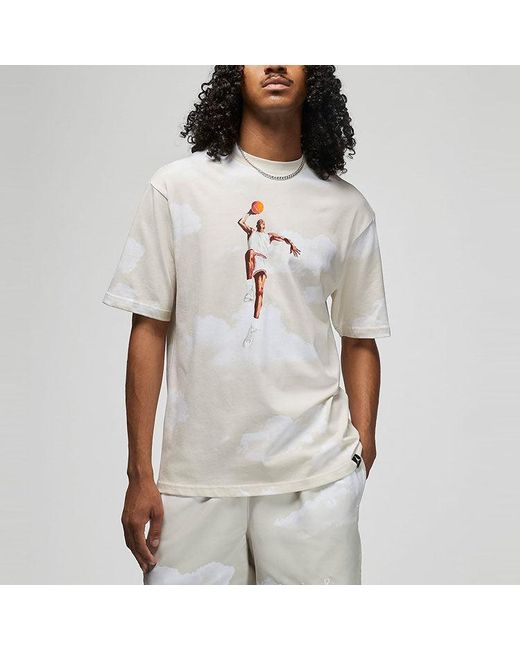Nike White Casual Printing Round Neck Pullover Short Sleeve Sail T-Shirt for men