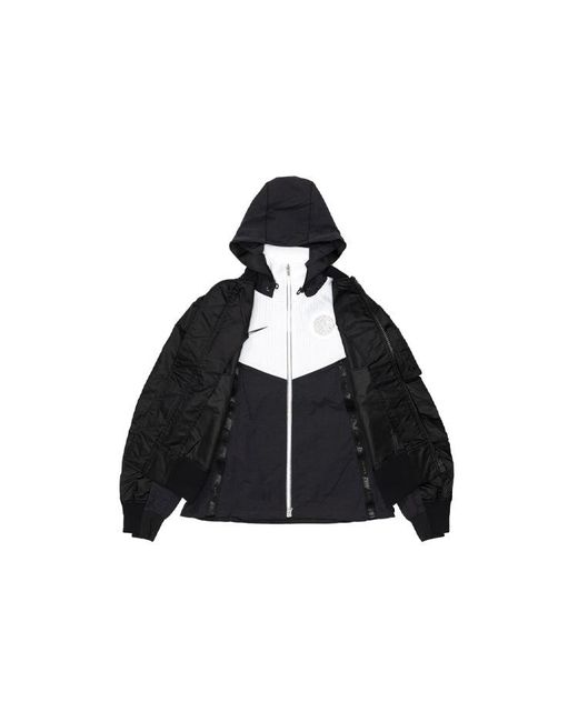 Nike Black X Sacai Double Layer Contrasting Hooded Jacket Asia Sizing for men