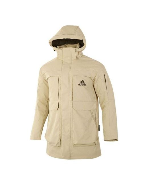Adidas Natural Big Pocket Pk Stay Warm Mid-Length Cargo Down Jacket for men