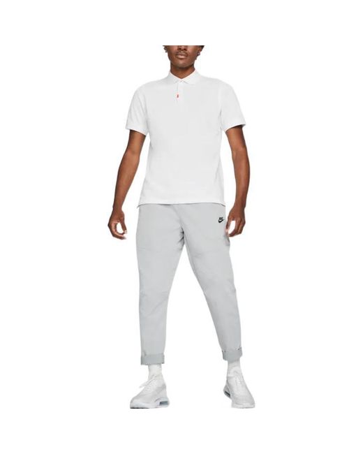 Nike White Solid Color Logo Embroidered Half-Fastening Pullover Short Sleeve Polo Shirt for men
