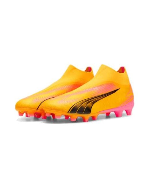 PUMA Yellow Ultra Match Mid Soccer Sneakers 'Sun Stream Sunset Glow' for men