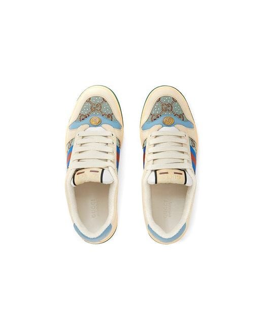 Gucci Blue Screener Sneaker With Crystals, , Gg Canvas