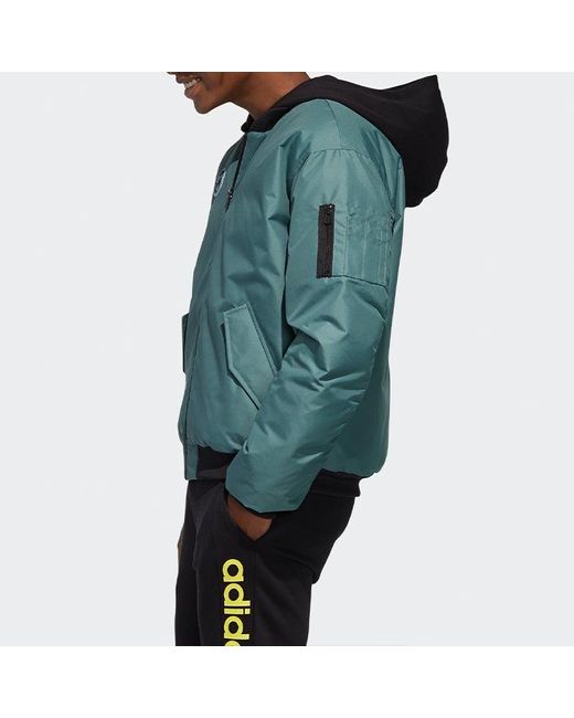 Adidas Green Neo M Strt Gr Bmr Stay Warm Sports Hooded Down Jacket for men