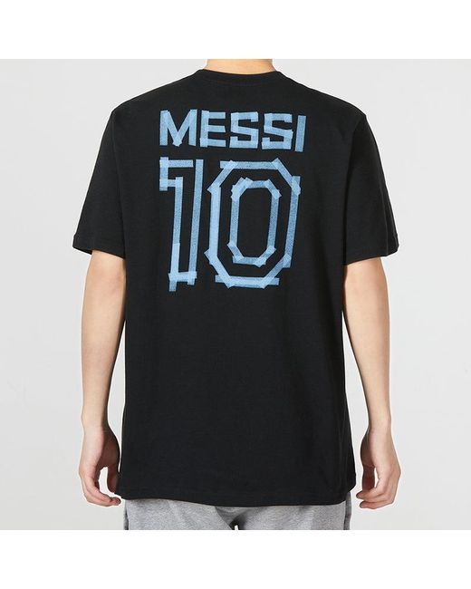Adidas Black M Messi G T Character Alphabet Numeric Printing Soccer/Football Sports Short Sleeve 1 0 for men