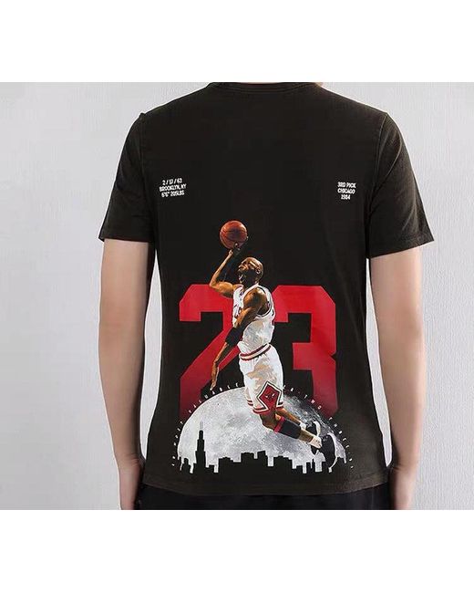 Nike Black Back Printing Flying Retro Short Sleeve Distress for men