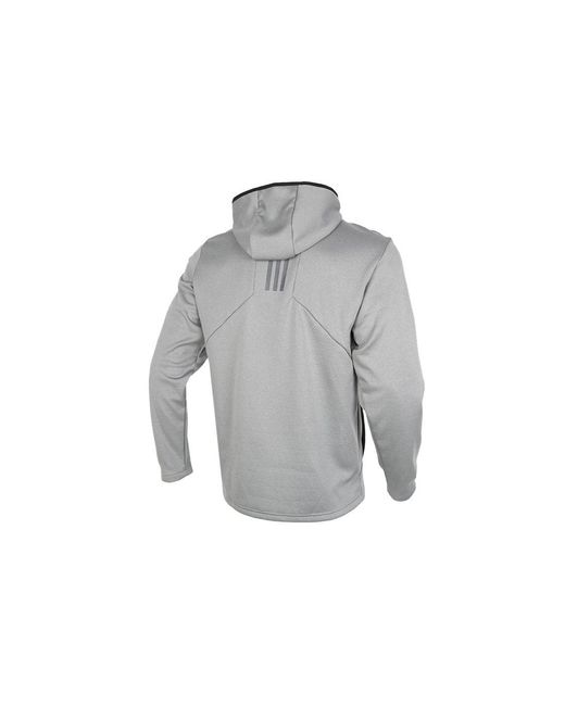 Adidas Gray Perfom Fl Jkt Solid Color Fleece Lined Stay Warm Hooded Jacket for men