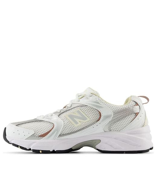 New Balance White 530 Metallic Cream' for men