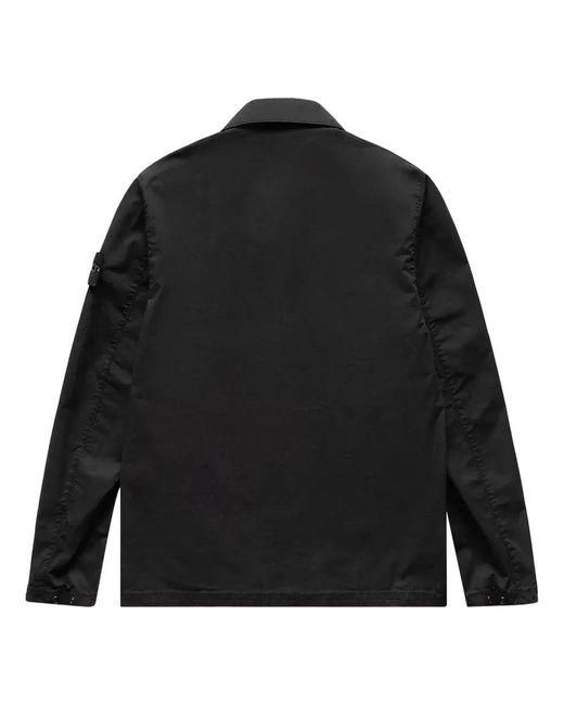 Stone Island Black Compass Logo Shirt Jacket for men